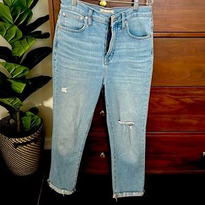 Madewell “the perfect vintage jean” straight leg jean, light wash